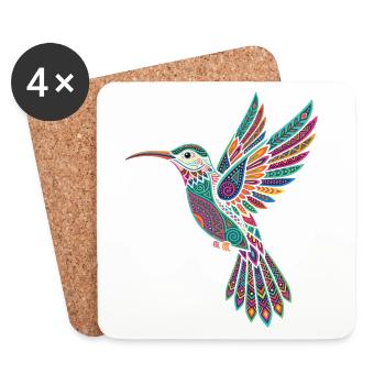 Alebrije Kolibri Mexikanisches Volk - Untersetzer (4er-Set) - Weiß - Vorne