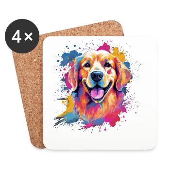 Splash Art Golden Retriever - Untersetzer (4er-Set) - Weiß - Vorne