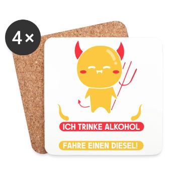 Ja zum Teufel ich trinke Alkohol Esse Fleisch - Untersetzer (4er-Set) - Weiß - Vorne