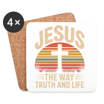 Jesus The Way Truth Living Christian - Coasters (set of 4) - white - Front