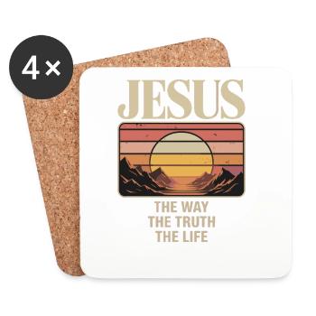 Jésus, la voie, la vérité, la vie, Jean 14:6 - Dessous de verre (lot de 4) - blanc - Devant
