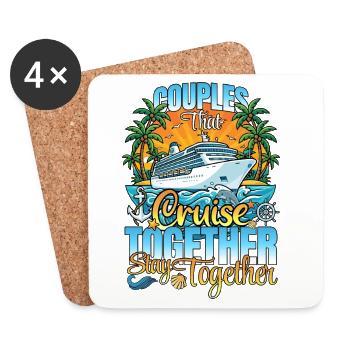 Couples That Cruise Family Vacation Trip Cruising - Coasters (set of 4) - white - Front