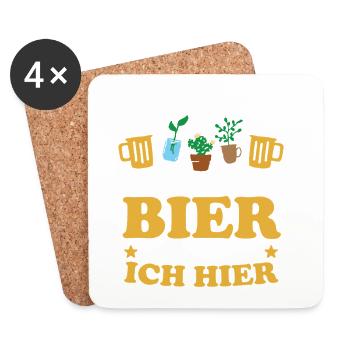Garten und Bier Darum bin ich hier - Untersetzer (4er-Set) - Weiß - Vorne