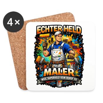 Echter Held Maler – Farbexplosion - Untersetzer (4er-Set) - Weiß - Vorne