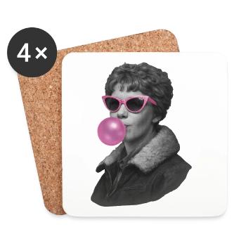Amelia Earhart mit rosa Sonnenbrille und Kaugummi - Untersetzer (4er-Set) - Weiß - Vorne