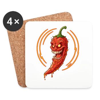 Inferno Chili Dämon - Untersetzer (4er-Set) - Weiß - Vorne