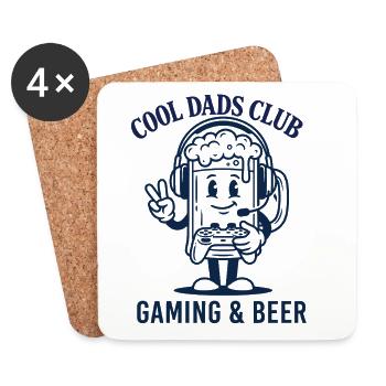 Gamer Dad Shirt Gaming Bier Papa Geschenk - Untersetzer (4er-Set) - Weiß - Vorne