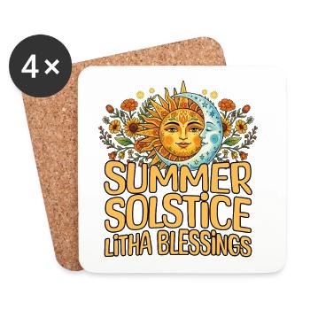 Litha Pagan Summer Solstice Midsummer Midsommar - Coasters (set of 4) - white - Front