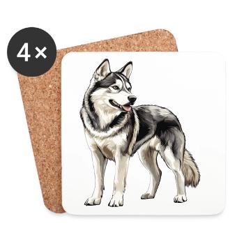 Husky Portrait - Coasters (set of 4) - white - Front