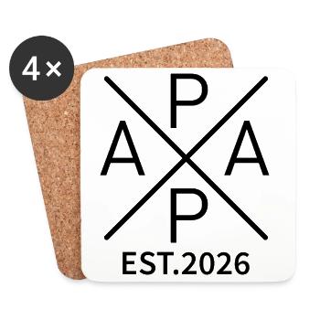 Papa_EstGeschenk für werdende Väter 2026 – Papa  - Untersetzer (4er-Set) - Weiß - Vorne