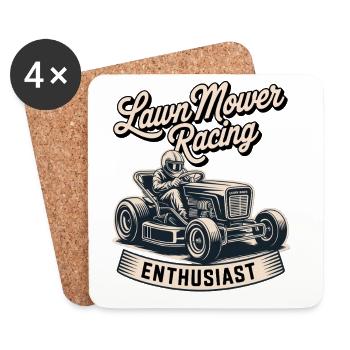 Lawn Tractor Racing Motorsport Lawnmower Racing - Coasters (set of 4) - white - Front