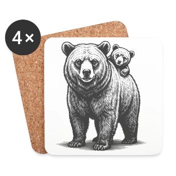 Bears Dad Baby Bear Young Father Child Son Daughter - Coasters (set of 4) - white - Front