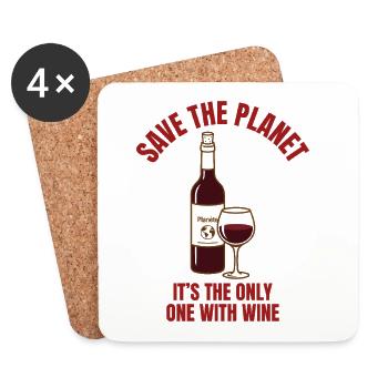 Save Water Drink Wine Shirt Funny - Coasters (set of 4) - white - Front