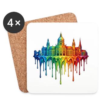 Hanovre avec des dégradés colorés colorés - Dessous de verre (lot de 4) - blanc - Devant