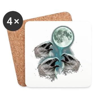 Aigles harpies hurlant vers la lune - Dessous de verre (lot de 4) - blanc - Devant