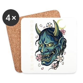 Hannya – Yōkai-Dämon - Untersetzer (4er-Set) - Weiß - Vorne