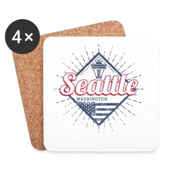 Seattle in Washington United States Souvenir - Coasters (set of 4) - white - Front