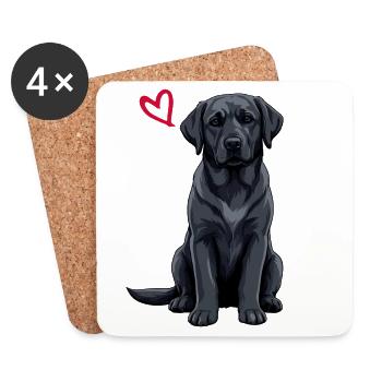 Labrador noir, Labrador noir - Dessous de verre (lot de 4) - blanc - Devant