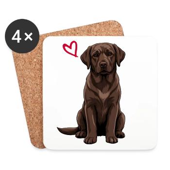 Brauner Labrador Retriever, Brauner Labrador - Untersetzer (4er-Set) - Weiß - Vorne