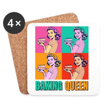 Backen Torte Backkönigin Backfee Bäckerin Pop Art - Untersetzer (4er-Set) - Weiß - Vorne