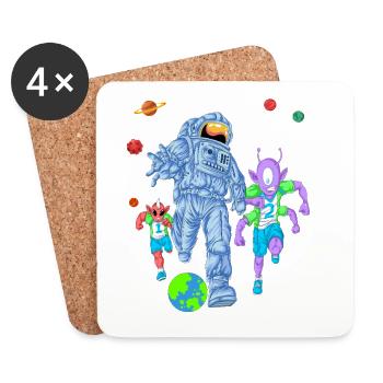 Astronaut Alien Soccer Shirt - Coasters (set of 4) - white - Front