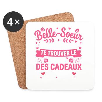 Belle-Soeur Tu m’as déjà Cadeaux - Dessous de verre (lot de 4) - blanc - Devant