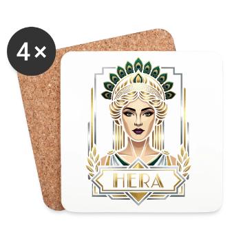 Héra, Reine des Dieux, Art déco - Dessous de verre (lot de 4) - blanc - Devant