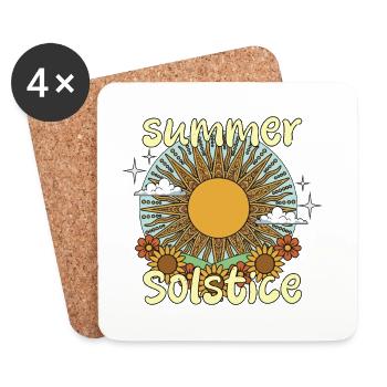 Litha Pagan: Sommersonnenwende, Mittsommer, Mittsommer, Mittsommer. - Untersetzer (4er-Set) - Weiß - Vorne