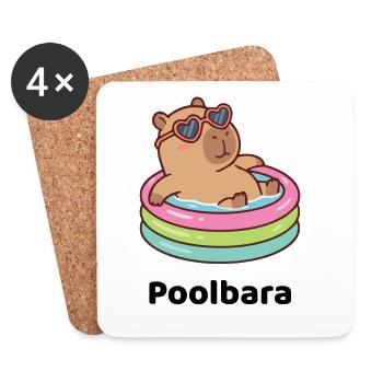 Bärchen/Capybara im Planschring mit Sonnenbrille - Untersetzer (4er-Set) - Weiß - Vorne