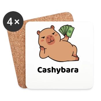 Geldschein Schwein - Cashybara - Moneymaker - Untersetzer (4er-Set) - Weiß - Vorne