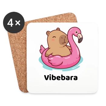 Cuddly bear on flamingo float - Coasters (set of 4) - white - Front
