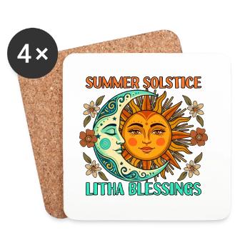 Litha Pagan Summer Solstice Midsummer Midsommar - Untersetzer (4er-Set) - Weiß - Vorne
