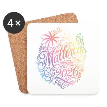 Mallorca 2026 Colorful Palm Tree - Coasters (set of 4) - white - Front