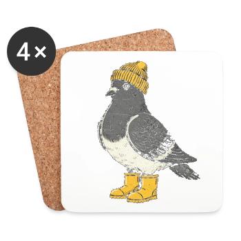 Pingouin avec chapeau et bottes - Dessous de verre (lot de 4) - blanc - Devant