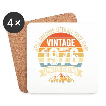 Design rétro vintage de 1976 - Dessous de verre (lot de 4) - blanc - Devant