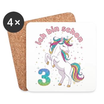 3rd Birthday Unicorn Girl I'm already 3 - Coasters (set of 4) - white - Front