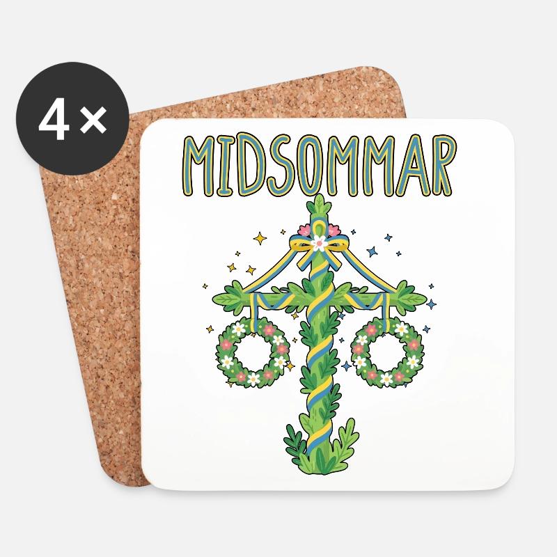 Litha Pagan: Sommersonnenwende, Mittsommer, Mittsommer, Mittsommer. - Untersetzer (4er-Set) - Weiß