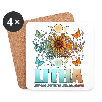 Litha Pagan Summer Solstice Midsummer Midsommar - Coasters (set of 4) - white - Front