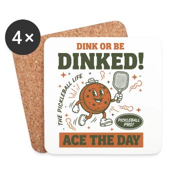 Joueur drôle de pickleball Dink ou Dinked Ace - Dessous de verre (lot de 4) - blanc - Devant