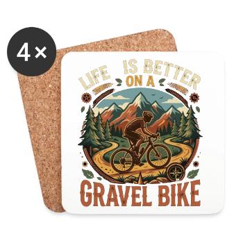 Life Is Better Gravel Bike Nature Adventure - Coasters (set of 4) - white - Front