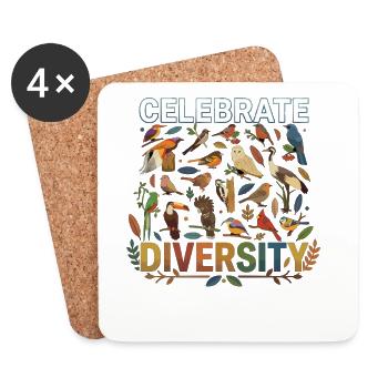 Celebrate Diversity Vögel Natur Tier - Untersetzer (4er-Set) - Weiß - Vorne