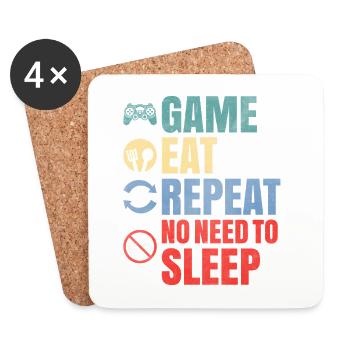 Game Eat, Repeat No Need to Sleep Gamer Zitat - Untersetzer (4er-Set) - Weiß - Vorne