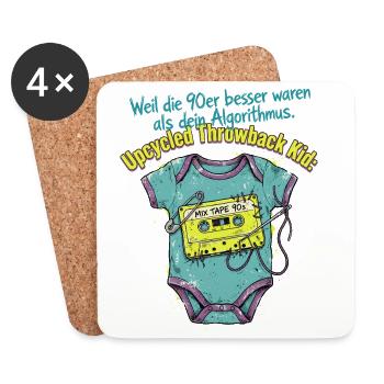 90er Upcycled Throwback Retro Kassette - Untersetzer (4er-Set) - Weiß - Vorne