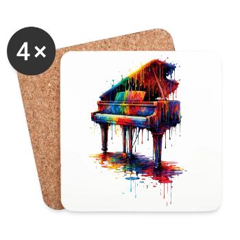 Klavier mit tropfender Farbe - Untersetzer (4er-Set) - Weiß - Vorne