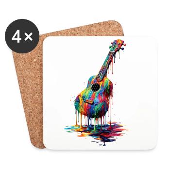 Ukulele mit tropfender Farbe - Untersetzer (4er-Set) - Weiß - Vorne