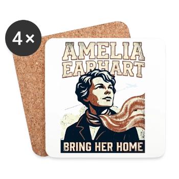 Amelia Earhart – Bring Her Home - Coasters (set of 4) - white - Front