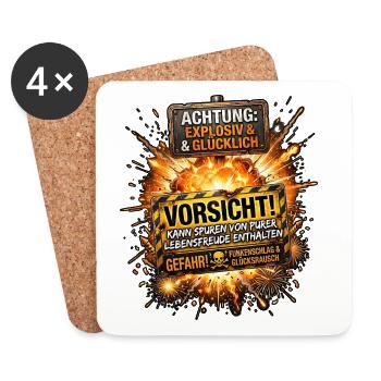 Explosiv Und Glücklich Pyro - Untersetzer (4er-Set) - Weiß - Vorne