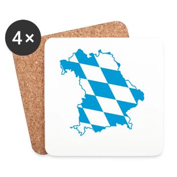 Carte de la Bavière avec motif de losanges bleu et blanc - Dessous de verre (lot de 4) - blanc - Devant