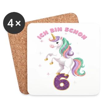 1. Geburtstag Einhorn Mädchen Ich bin schon 1 - Untersetzer (4er-Set) - Weiß - Vorne