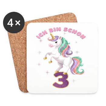 4. Geburtstag Einhorn Mädchen Ich bin schon 4 - Untersetzer (4er-Set) - Weiß - Vorne